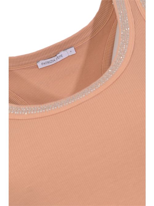 Canotta in jersey stretch con strass Fade Coral Patrizia Pepe | 8M1787 J373R886